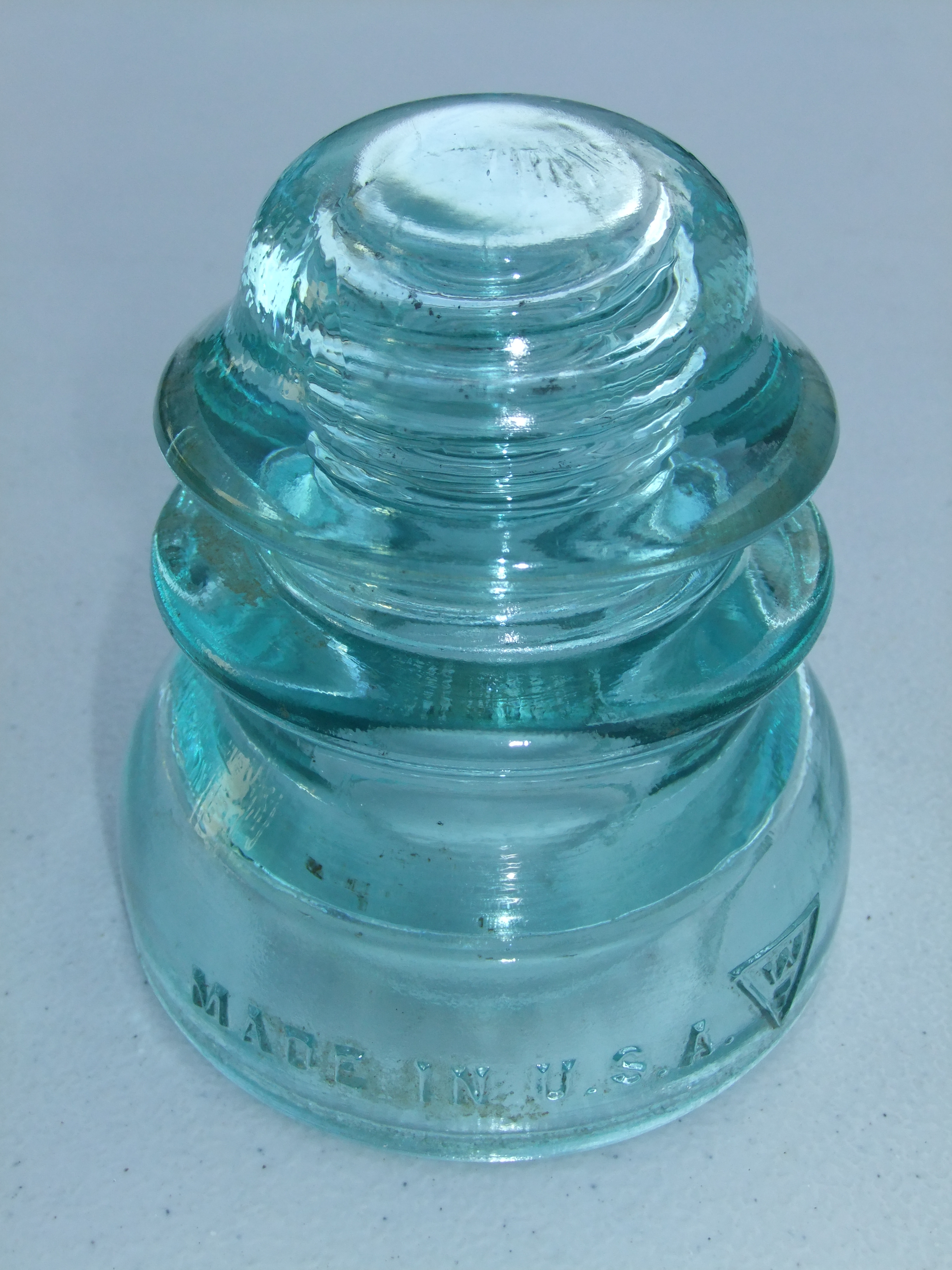 Whithall Tatum Aqua Blue Green Glass Insulator NO 1 Antique Electrical 